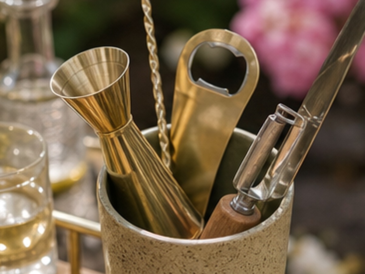 Illustrative bar cart setup; not a photo of the linked item