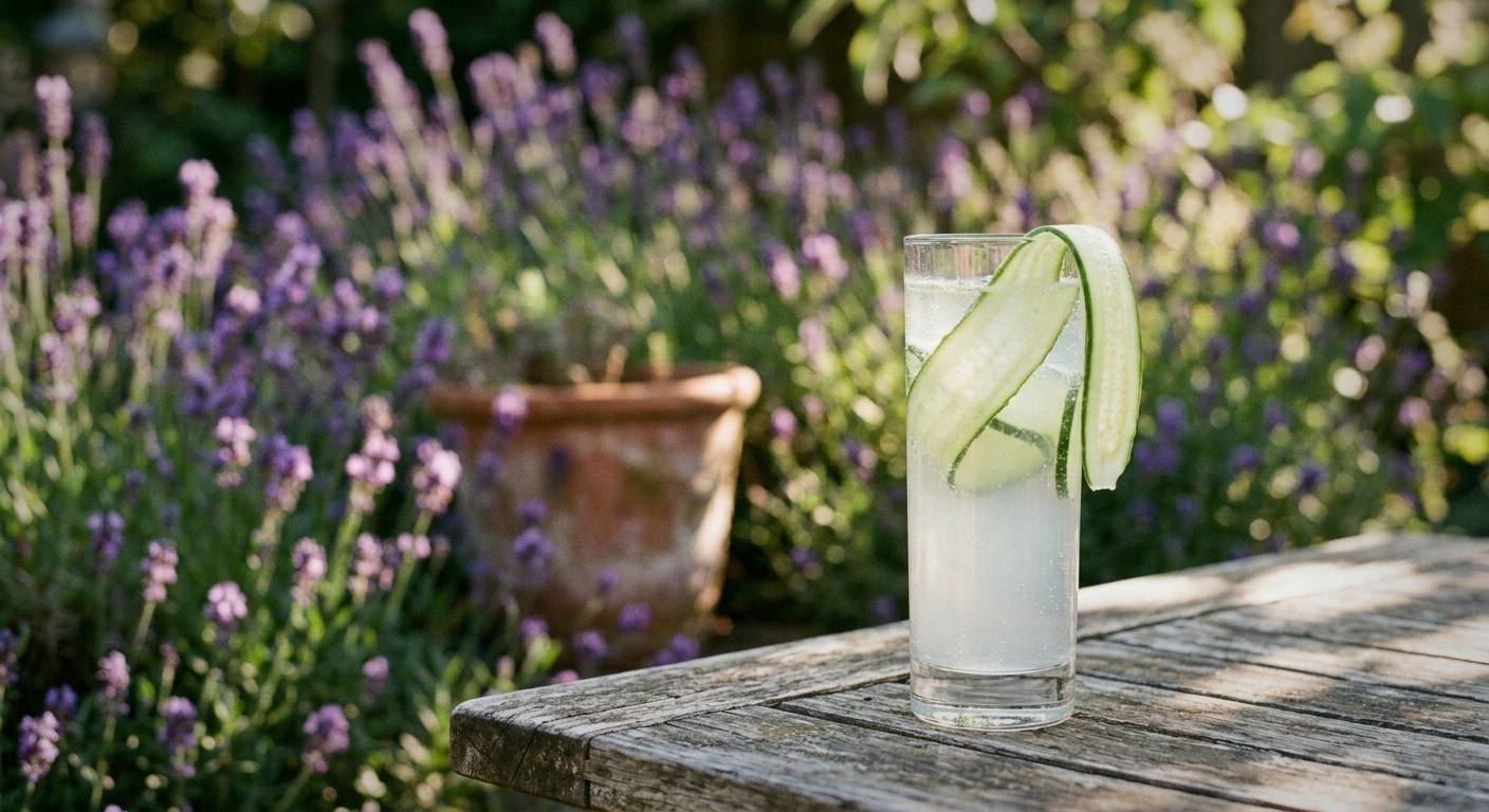 Elderflower Cucumber Cooler. Existing illustration; not evidence of kitchen testing.