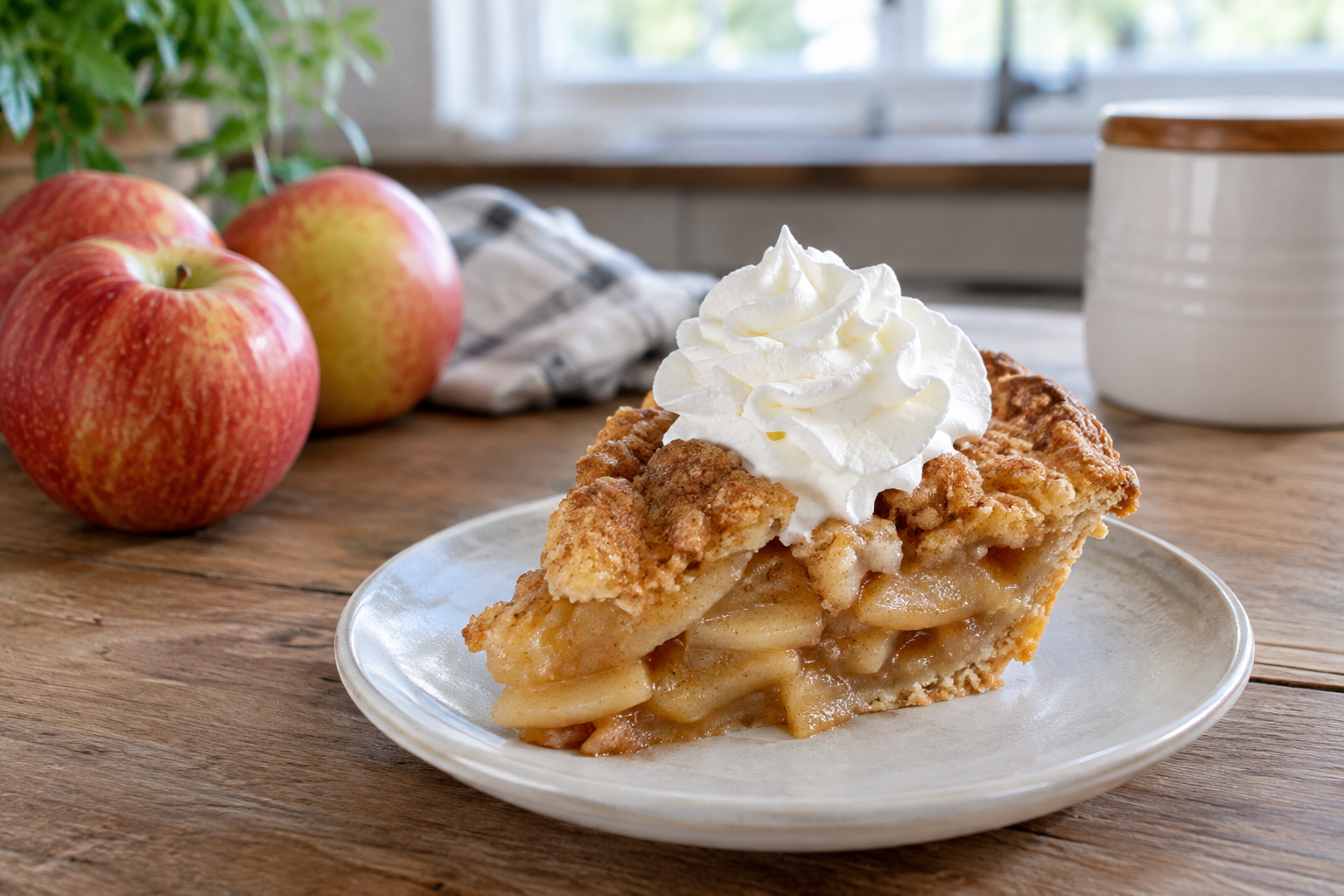 Apple pie shot in a chilled glass with whipped cream float and cinnamon dusting on top