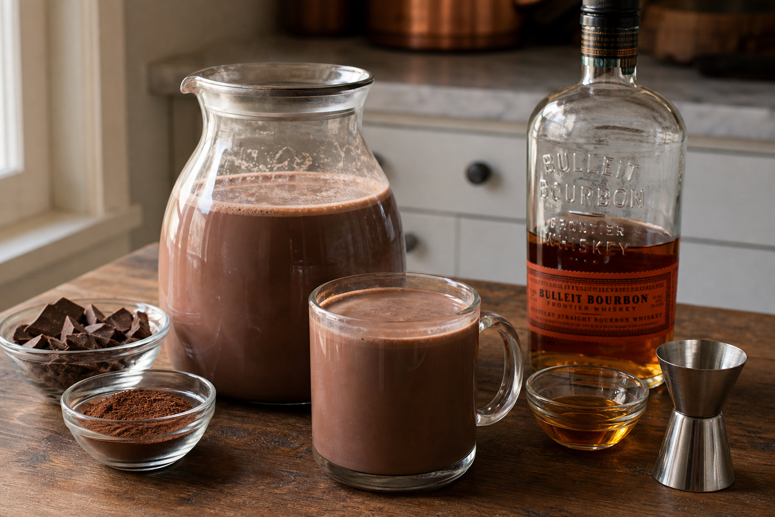 Spiked hot chocolate in a ceramic mug