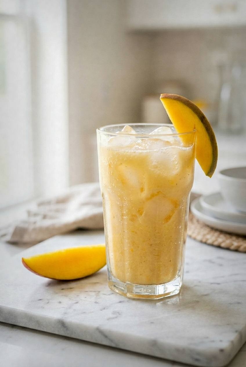 Mango Coconut Fizz. Existing illustration; not evidence of kitchen testing.