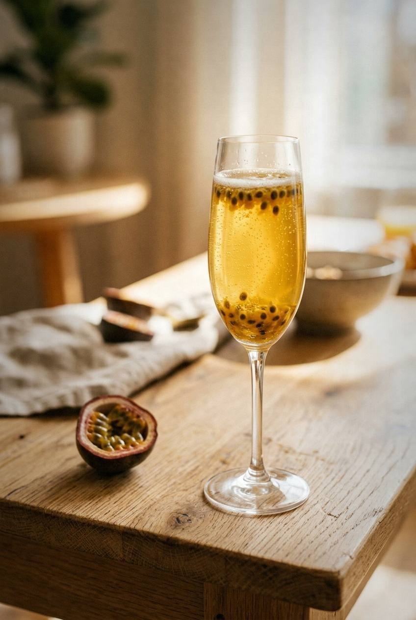 Passion Fruit Sparkler. Existing illustration; not evidence of kitchen testing.