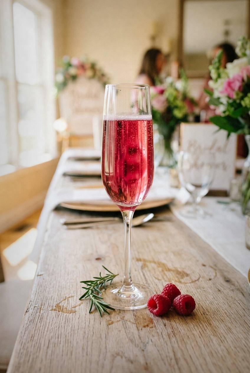 Raspberry Rosemary Sparkler. Existing illustration; not evidence of kitchen testing.