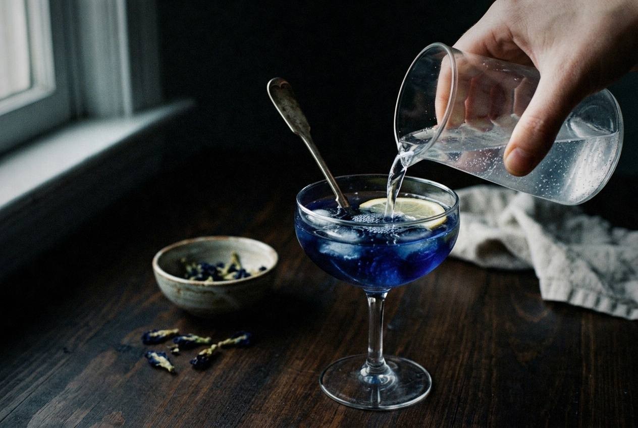 Chilled tea and citrus can produce a blue-to-violet color change.