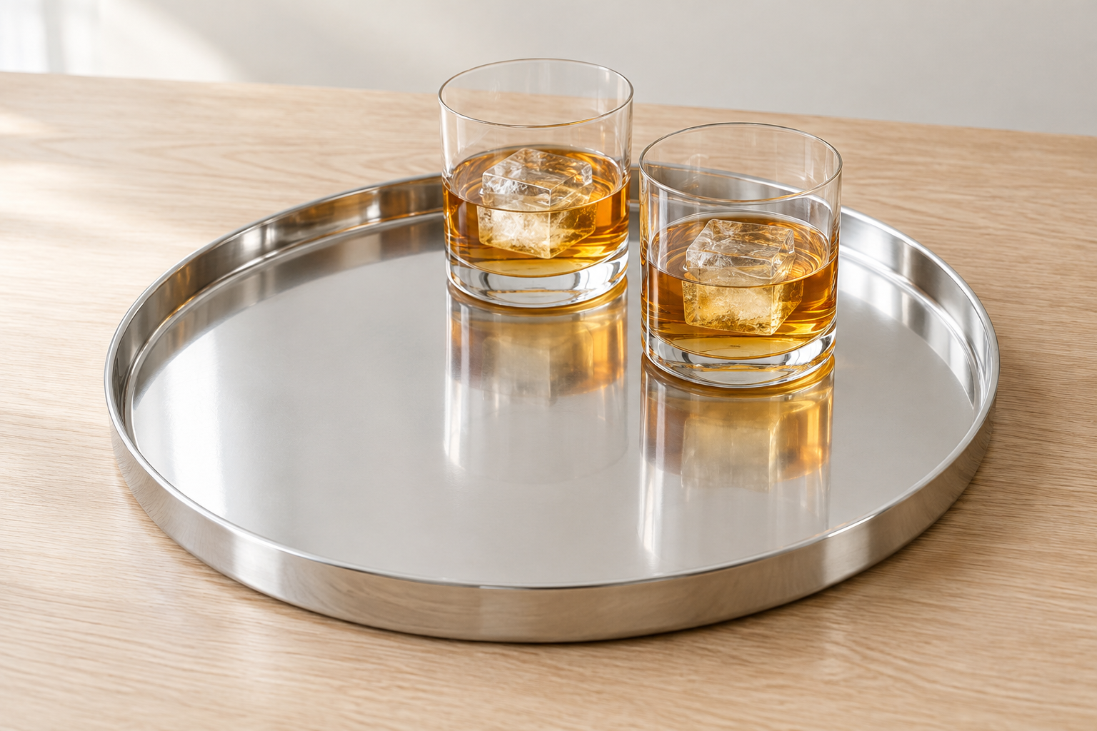 Illustrative Round metal bar tray shape; see the listing for the exact American Metalcraft finish and rim; not an exact product photograph