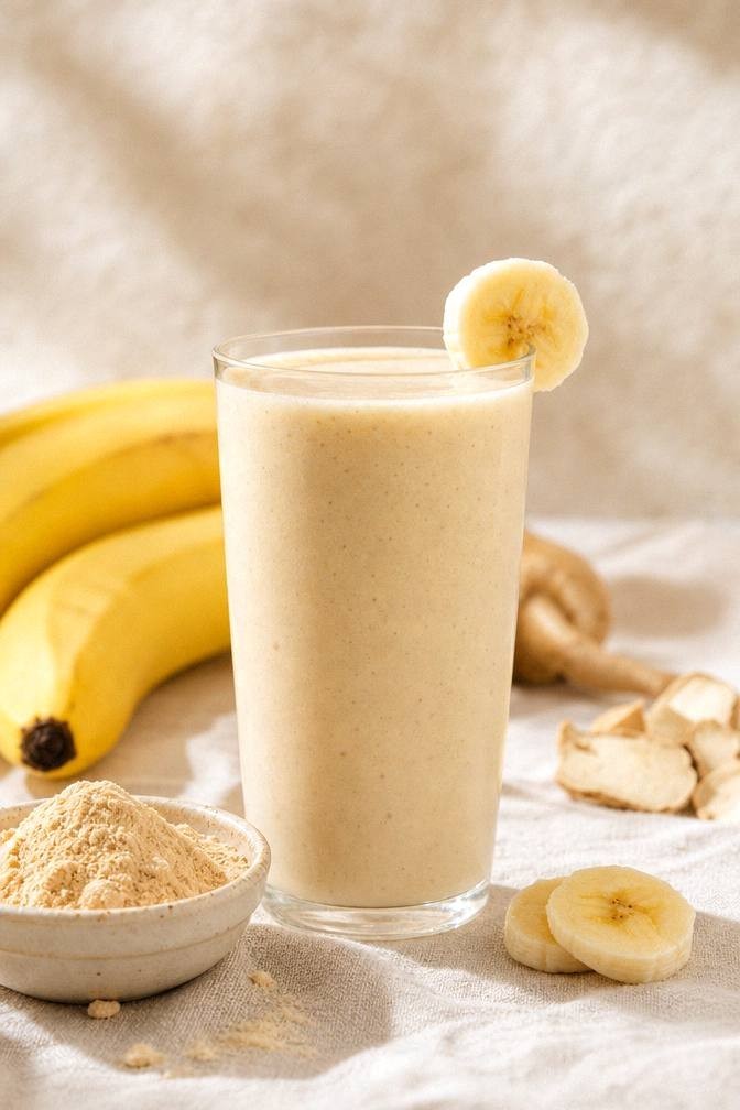 Maca Banana Smoothie in a glass