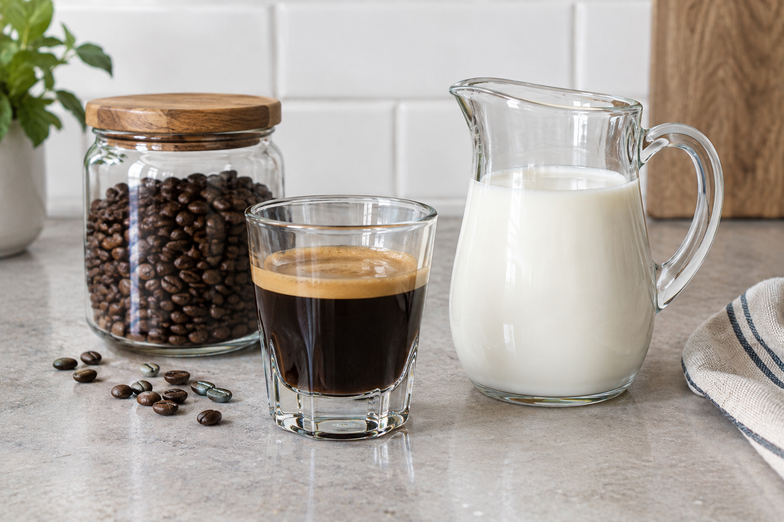 Cortado Recipe (Equal Parts Espresso and Milk) serving illustration