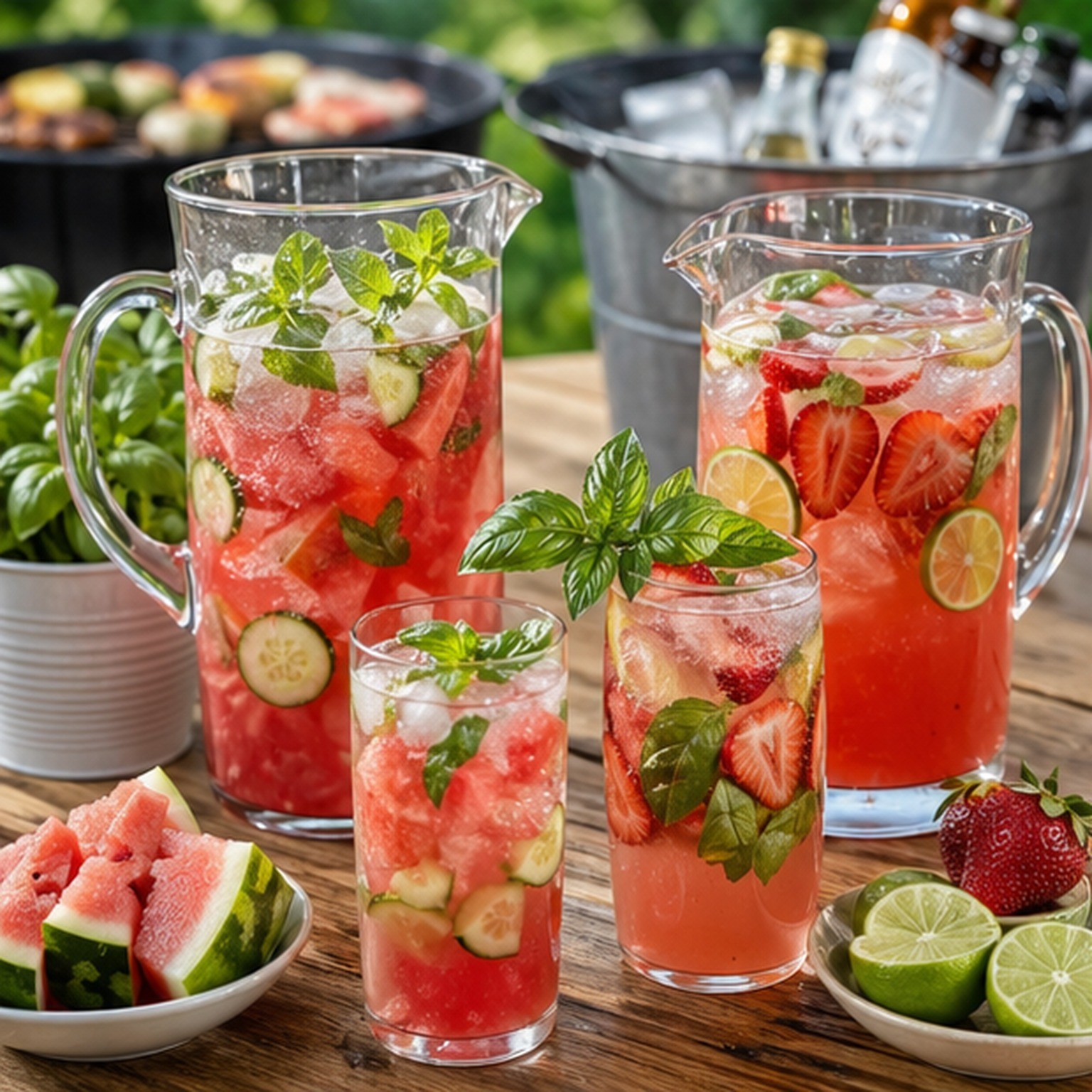 Divide the measured base equally and add the specified soda portion to each glass.