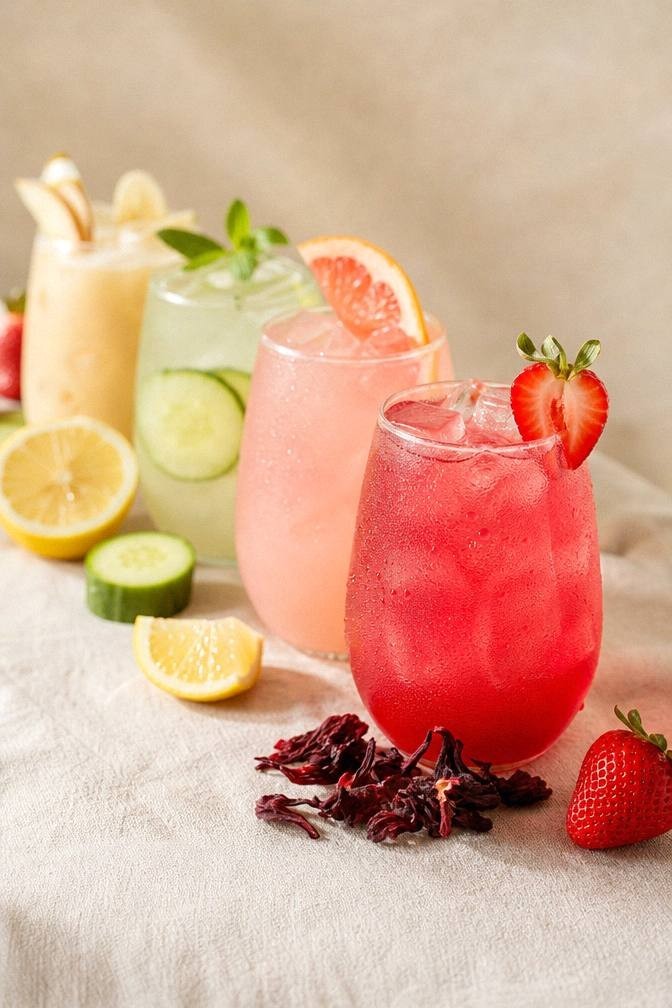 Strawberry Hibiscus Cooler in a glass