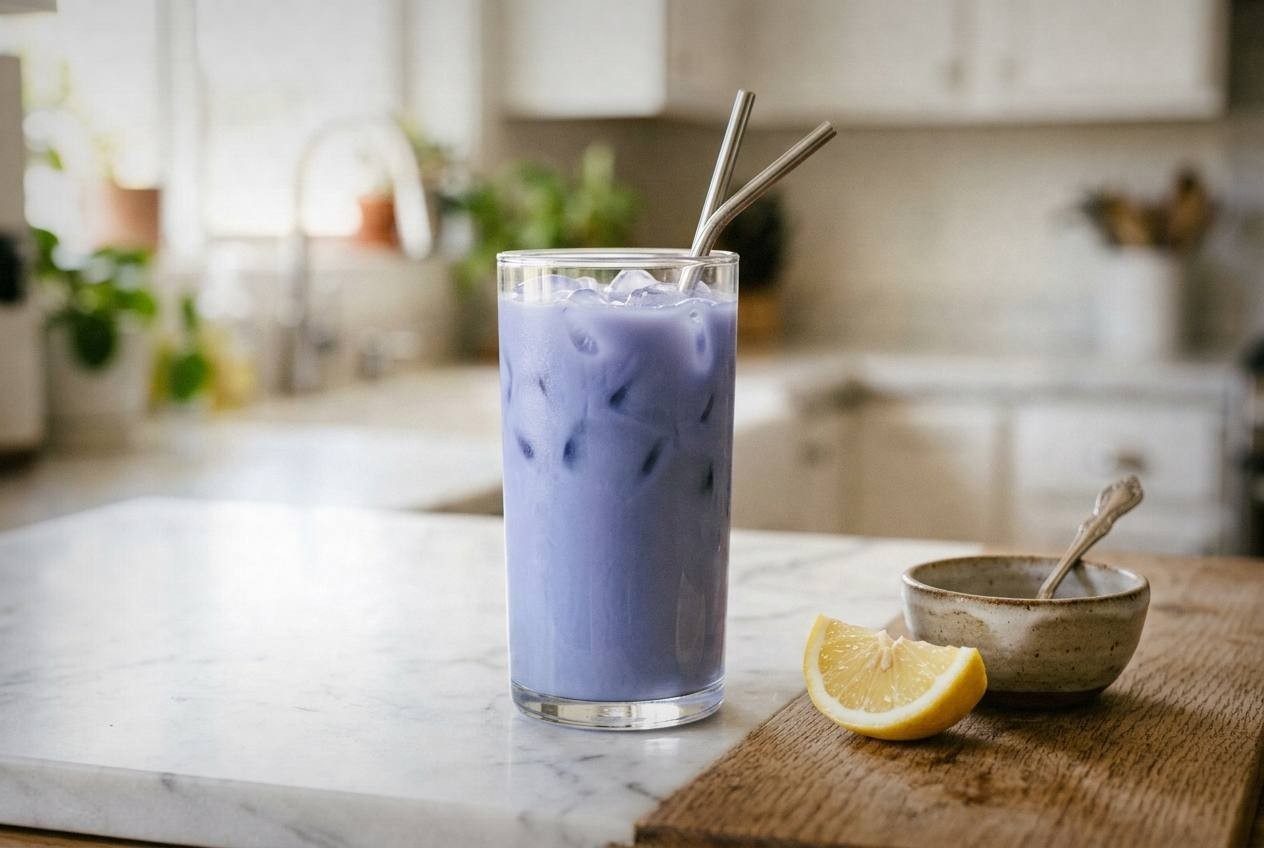 Iced Butterfly Pea Flower Latte (Blue Latte Recipe)