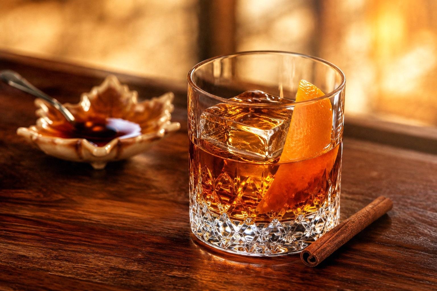 Maple Bourbon Old Fashioned with Black Walnut Bitters