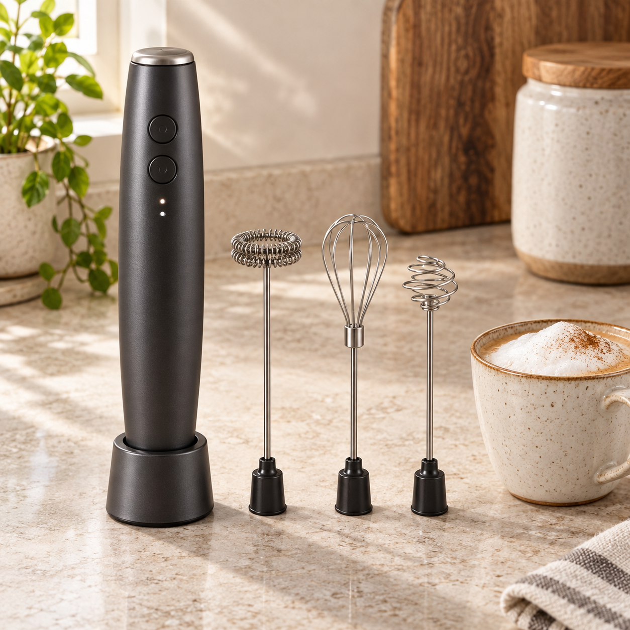 Illustrative milk frother setup; not a photo of the linked item
