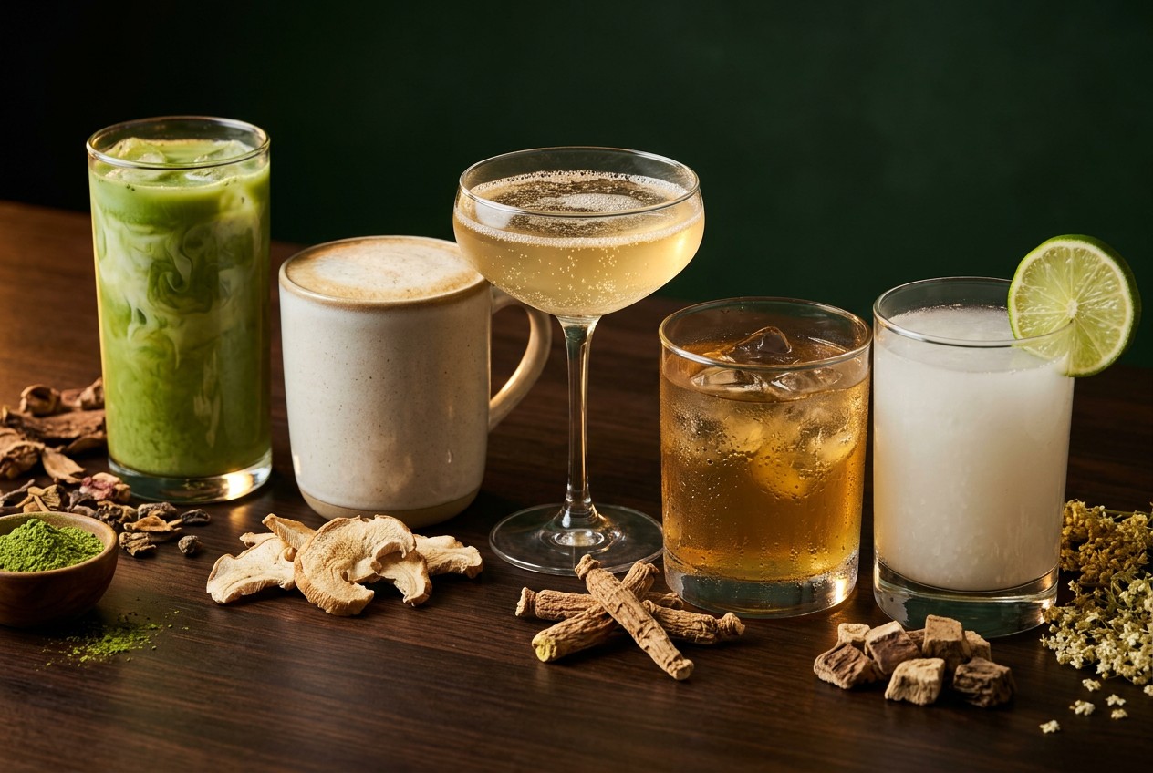 Non-Alcoholic Drinks That Give You a Buzz: Adaptogens & Herbs