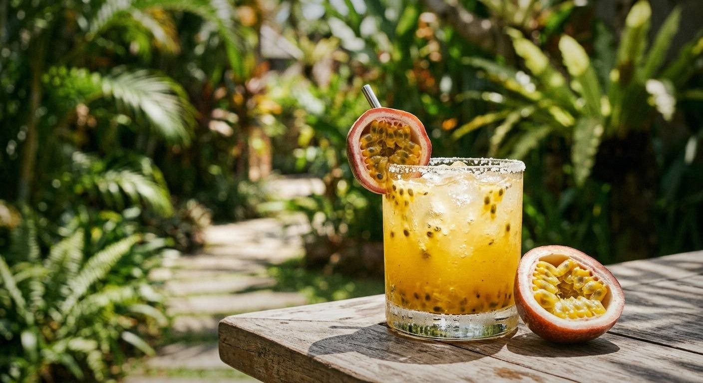 Passion Fruit Mocktail with Lime and Sparkling Water