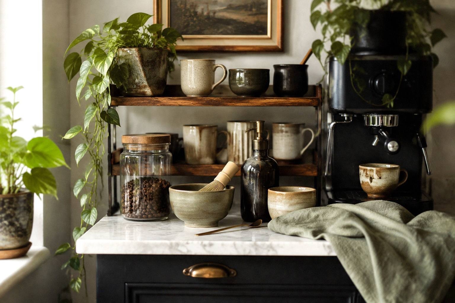 Plant-Filled Coffee Bar Ideas That Make Mornings Feel Easier