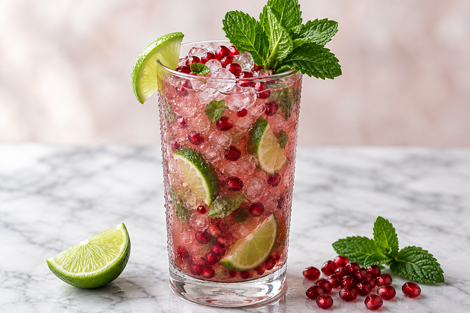 Pomegranate Mojito Mocktail for Winter Parties