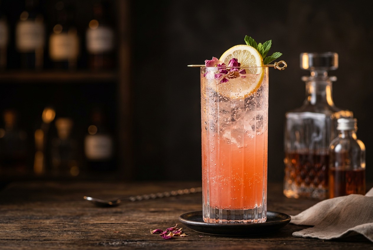 Rhubarb Rose Cooler with Lemon for Spring Gatherings