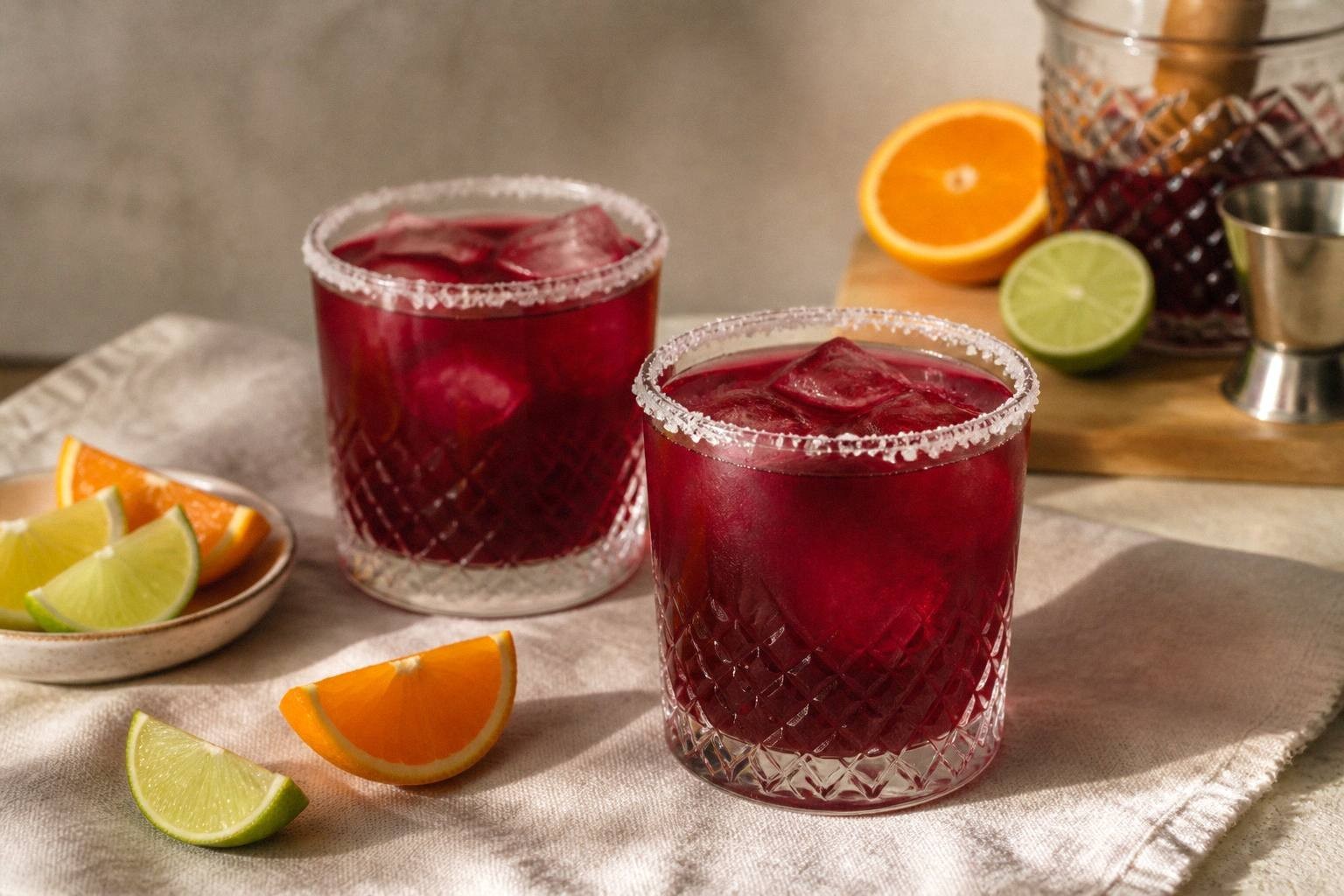 Salted Honey Hibiscus Margarita serving illustration