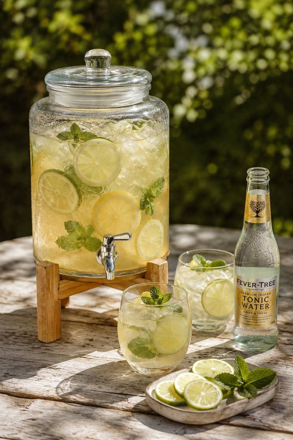 Keep measured pitcher bases cold and mixers labeled, with clean scoops and garnish tongs.