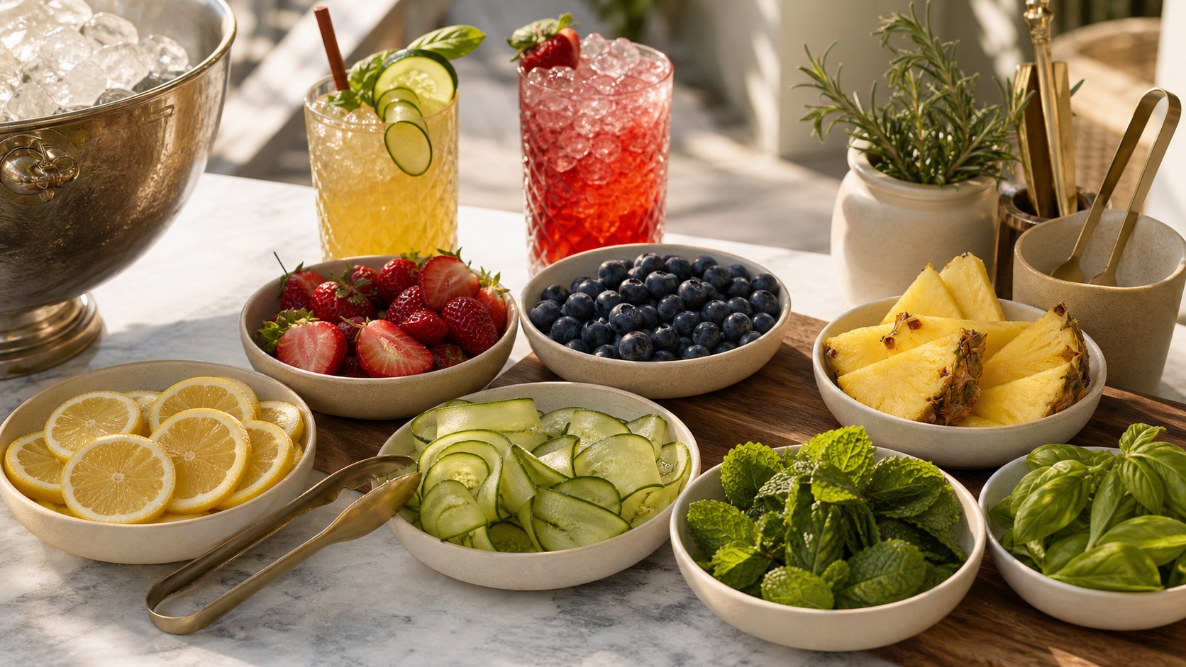 Use measured base and mixer pours; fresh garnishes have separate cold holding needs.