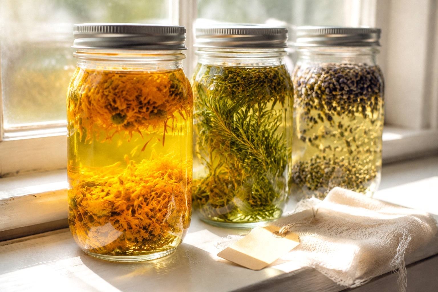 Sun-Infused Herb Oils for the Beginner Apothecary Shelf