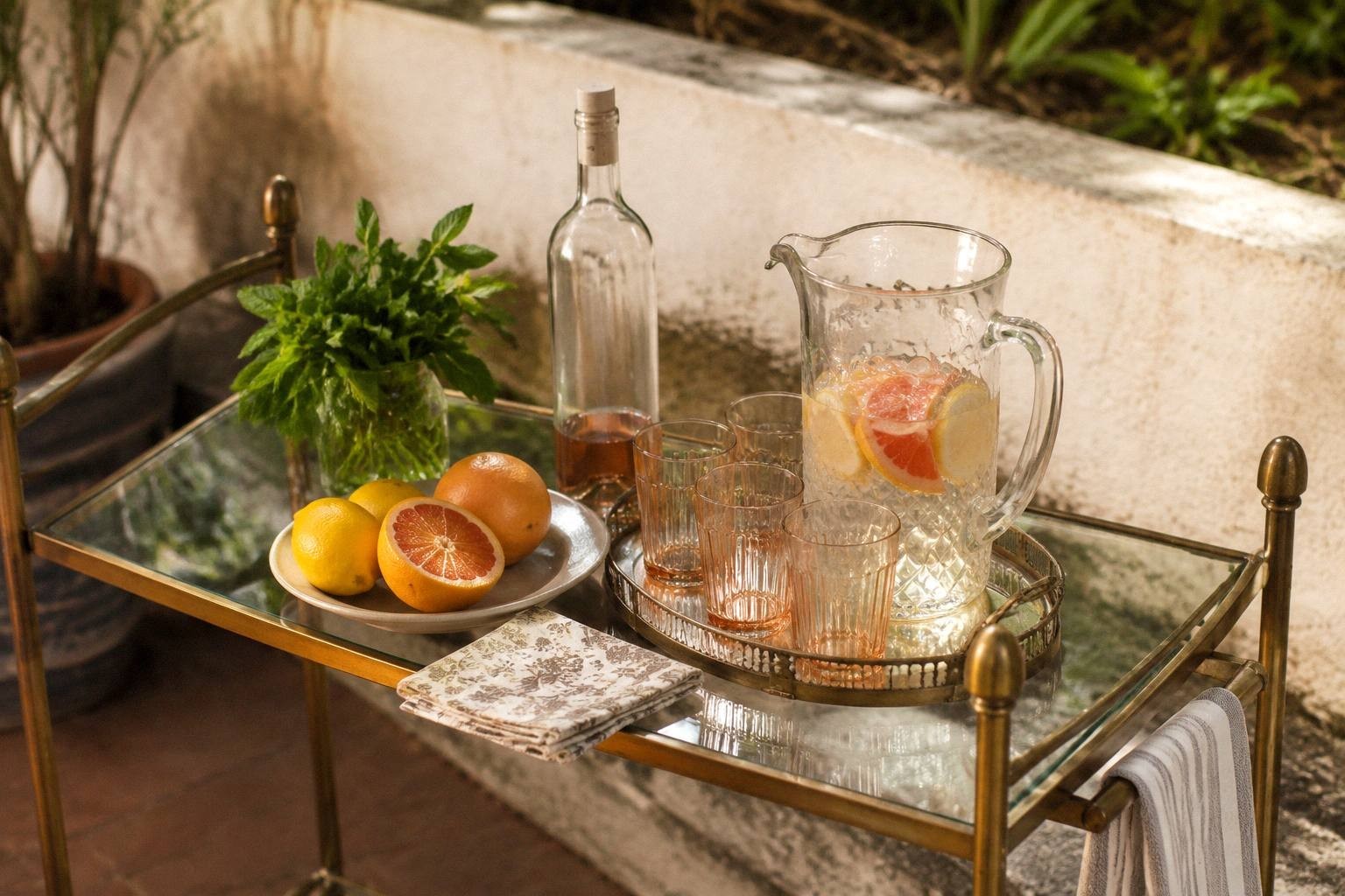 Thrifted Bar Cart Setup That Looks Planned, Not Random
