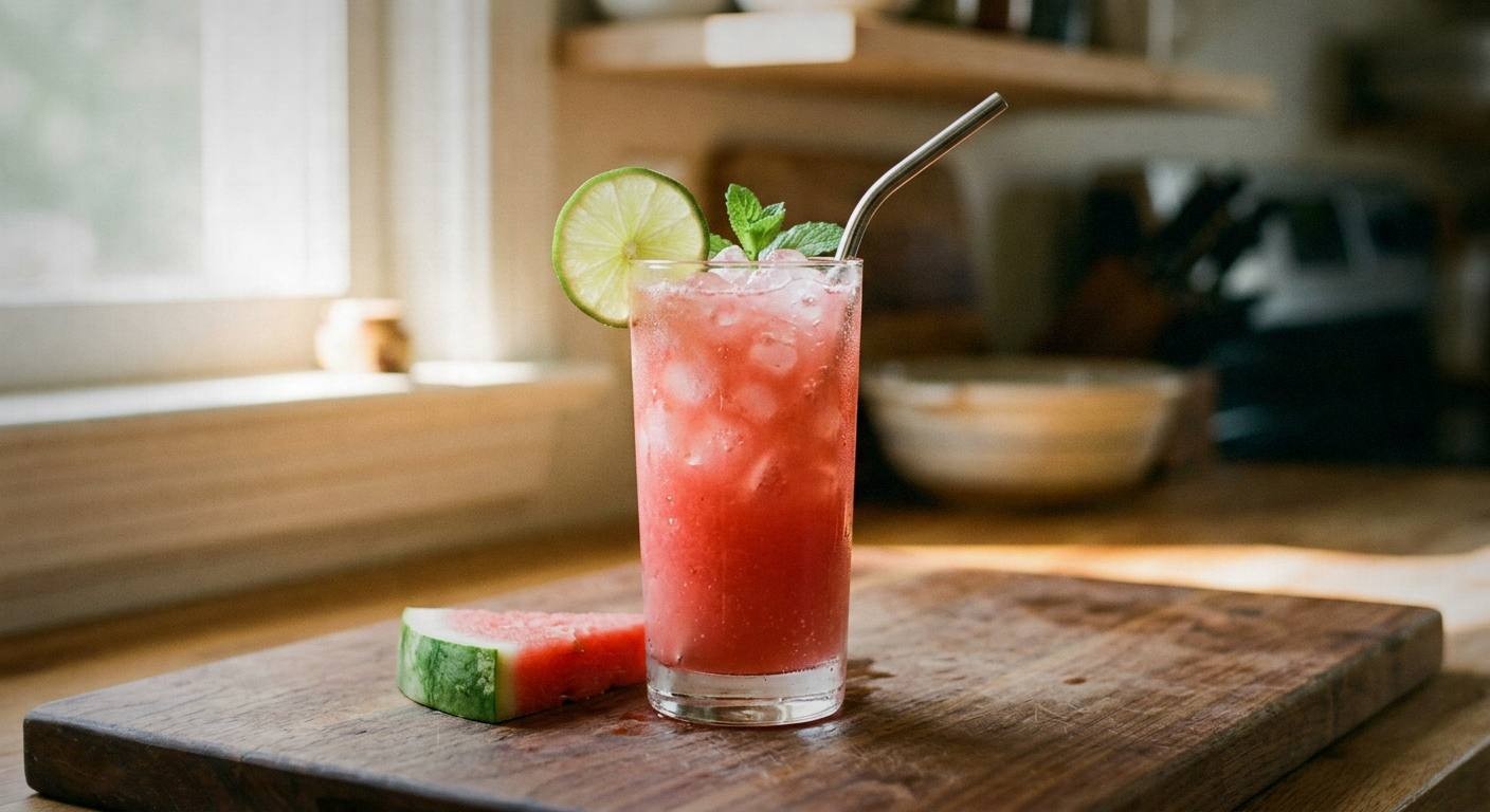 Watermelon Mint Cooler with Lime for Summer Hydration